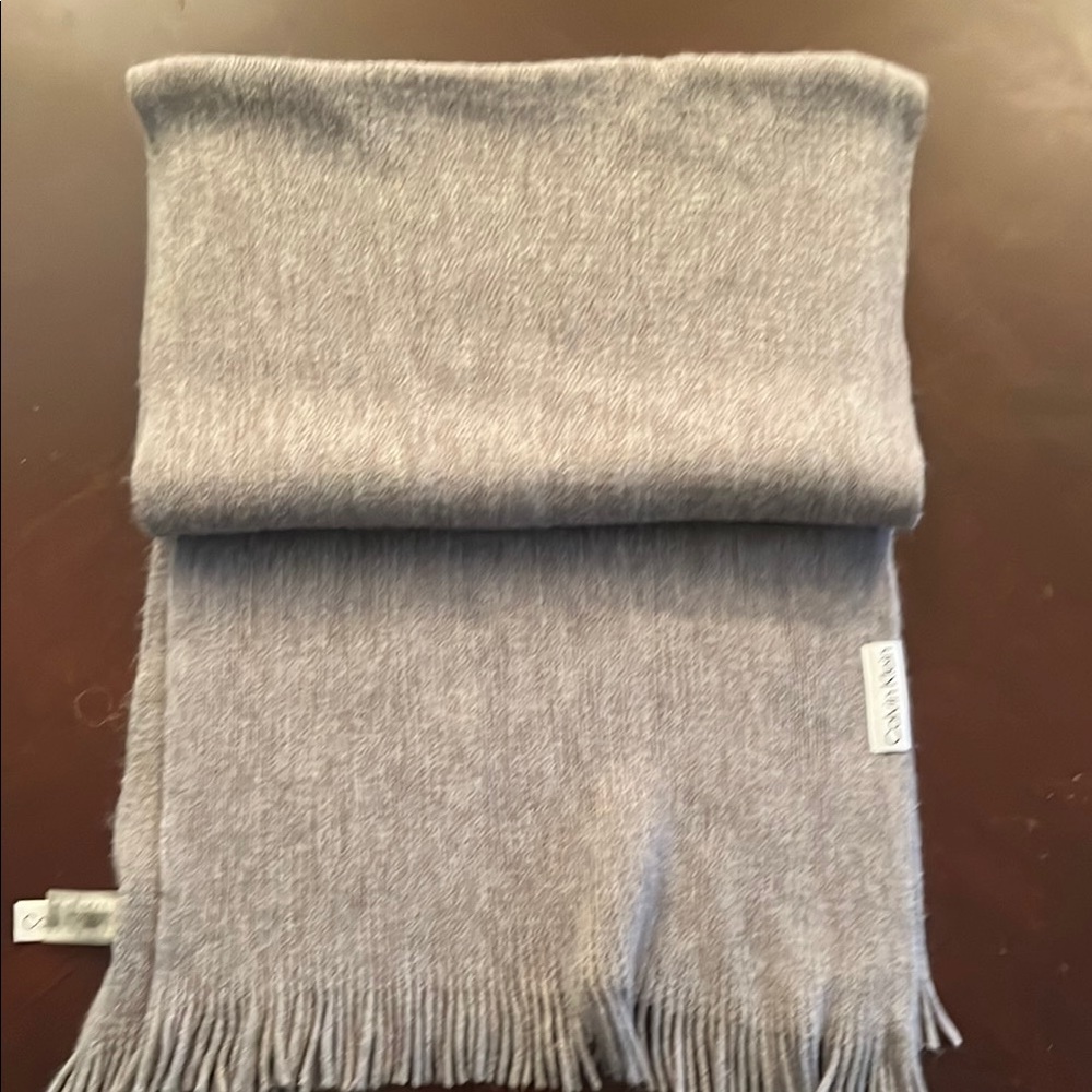 Calvin Klein Light Gray Fringe Scarf
